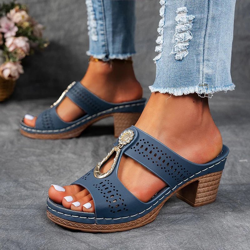 Novellea - Women's orthopedic sandals with comfortable, open-work heel