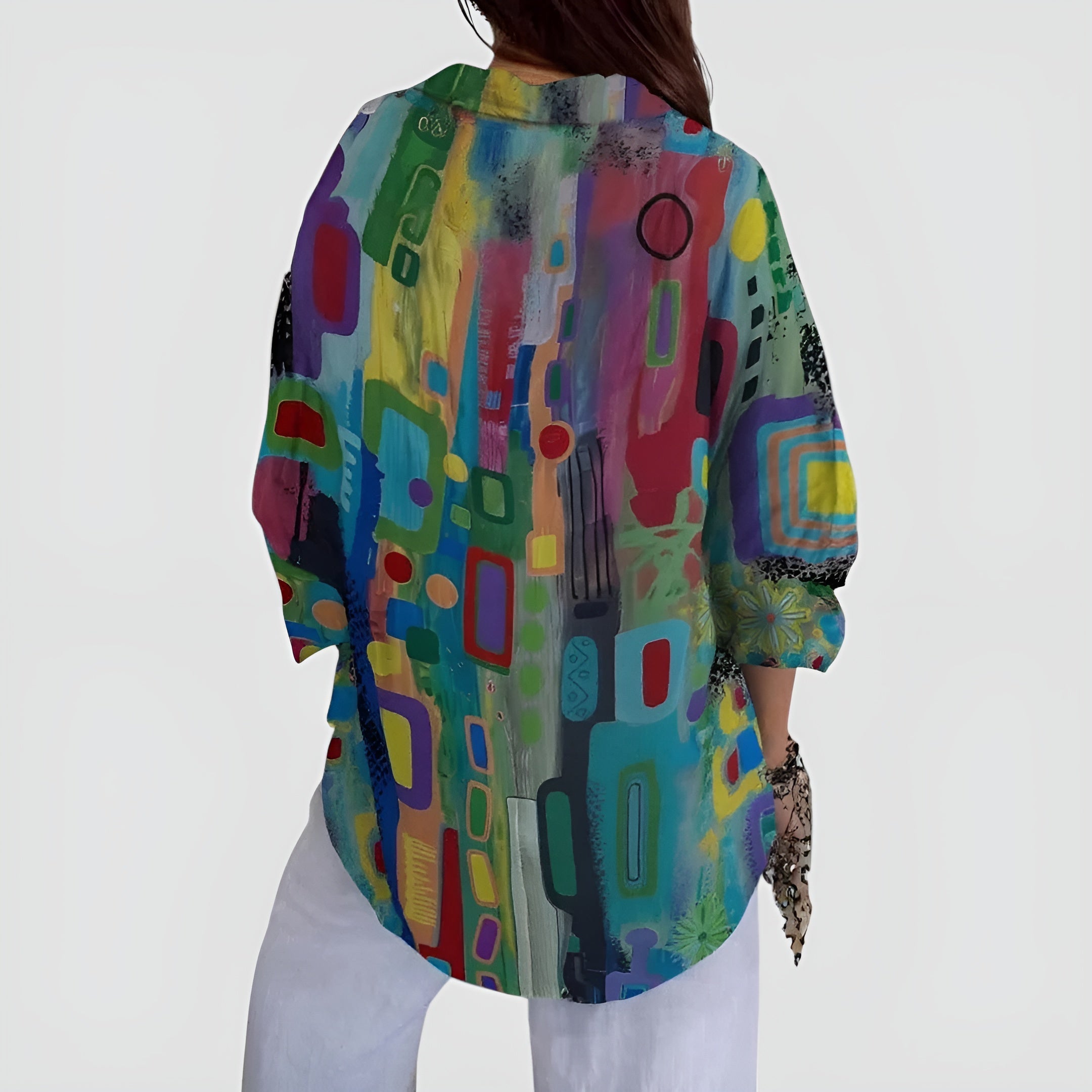 Cerelia - Comfortable Geometric Pattern Blouse for Modern Everyday Style