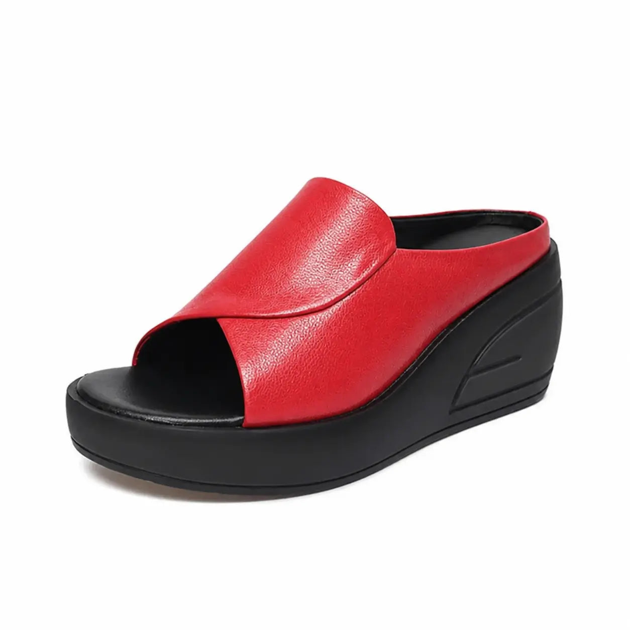 Yolande - Mules compensées femme en PU à enfiler