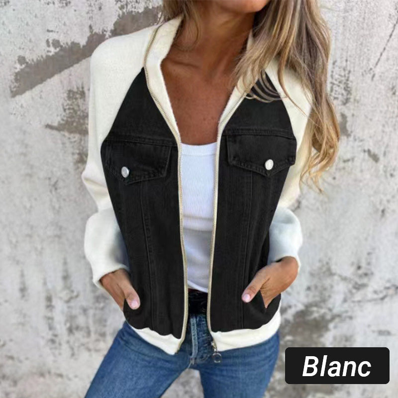 Lilia - Zippered Denim Jacket