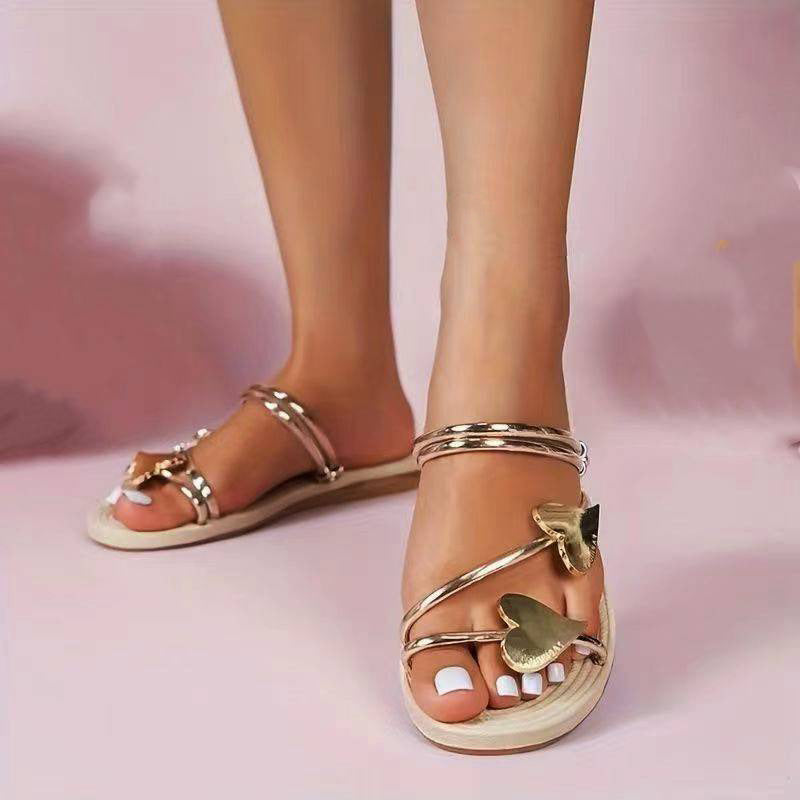 Isaline - Heart-Shaped Open Toe Flat Orthopedic Sandals