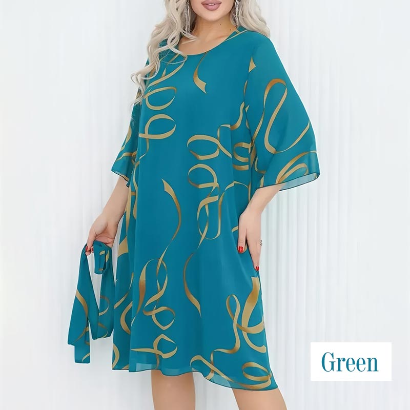 Blandine - Elegant Midi Dress with Ruffled Sleeves