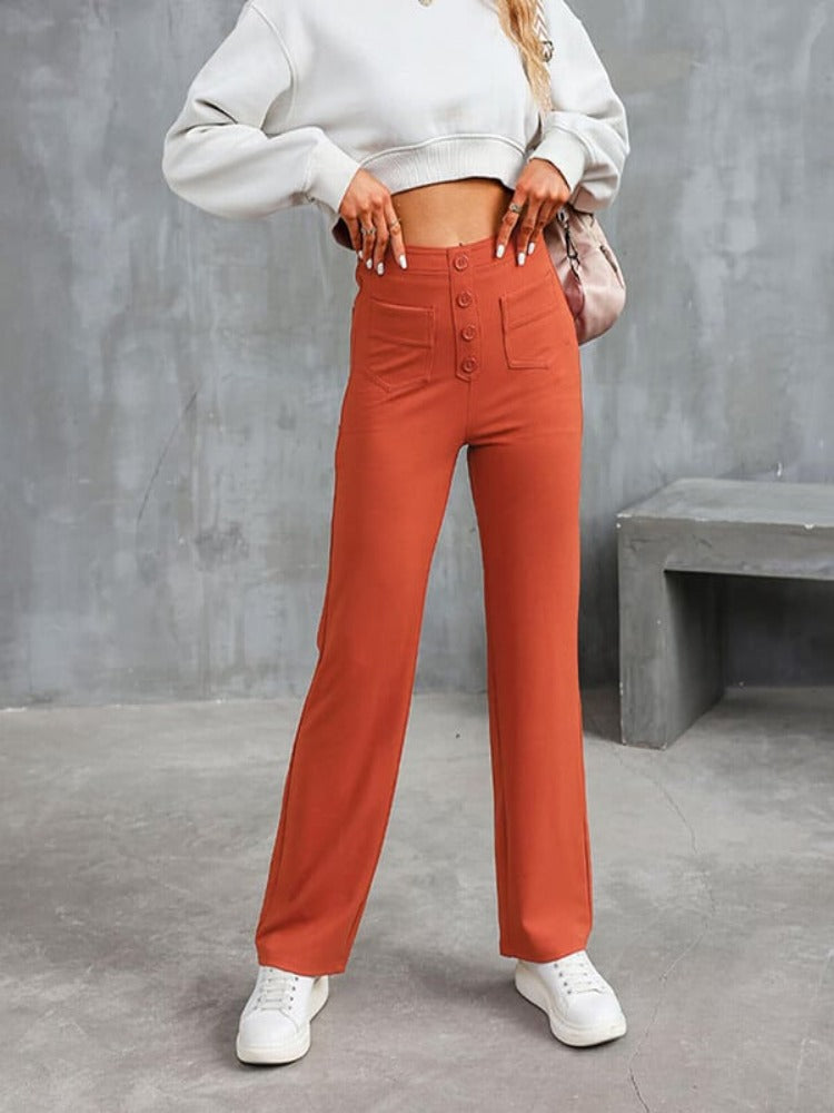 Nara - High Elasticity - High Waist Straight Leg Casual Pants