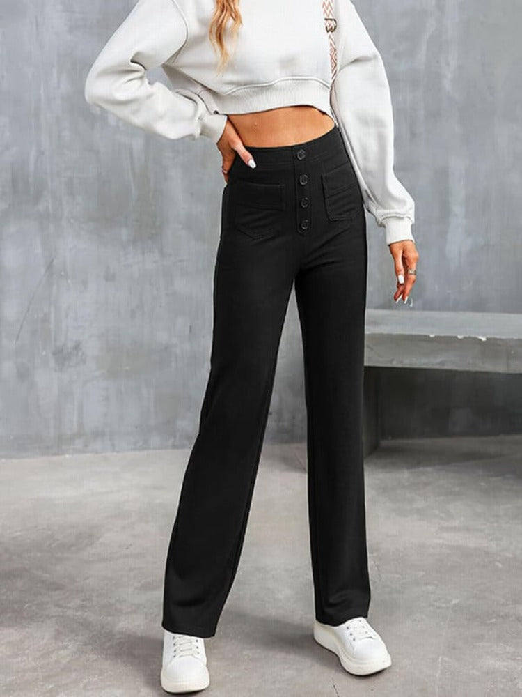 Nara - High Elasticity - High Waist Straight Leg Casual Pants