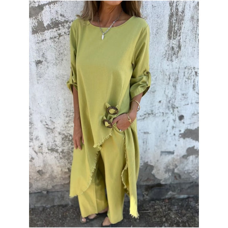 Vela - Elegant cotton and linen suit for women