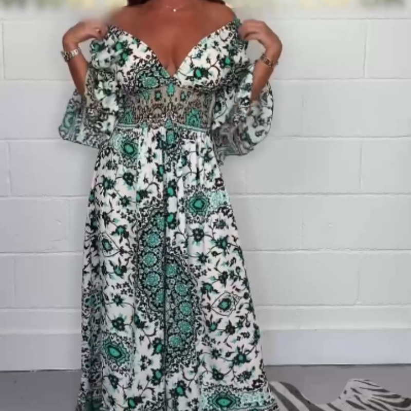Neria - Jumpsuit with V-neck and print