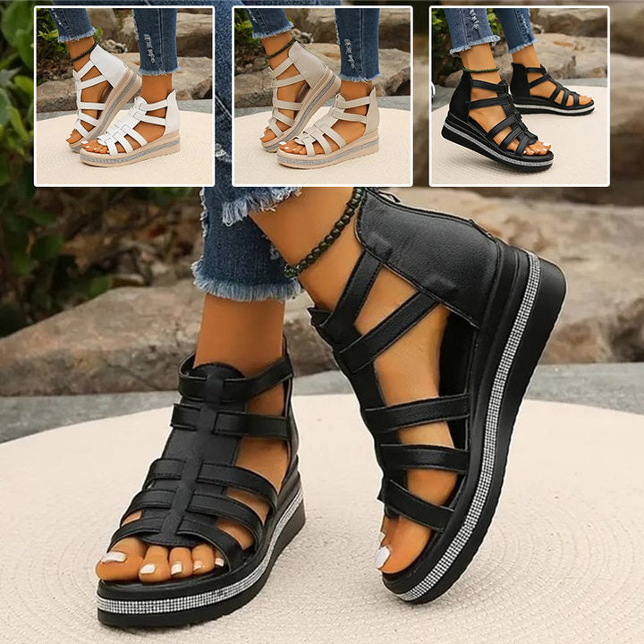 Amira - Rhinestone Wedge Heel Sandals