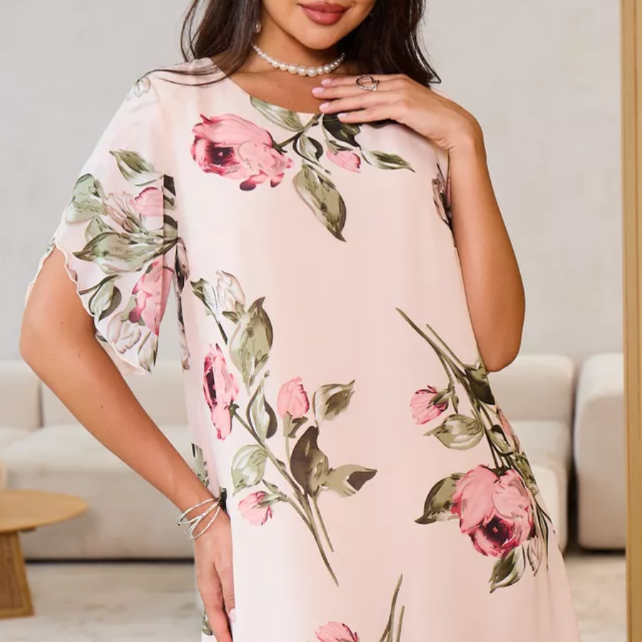 Kalina - Chiffon dress with flower petals