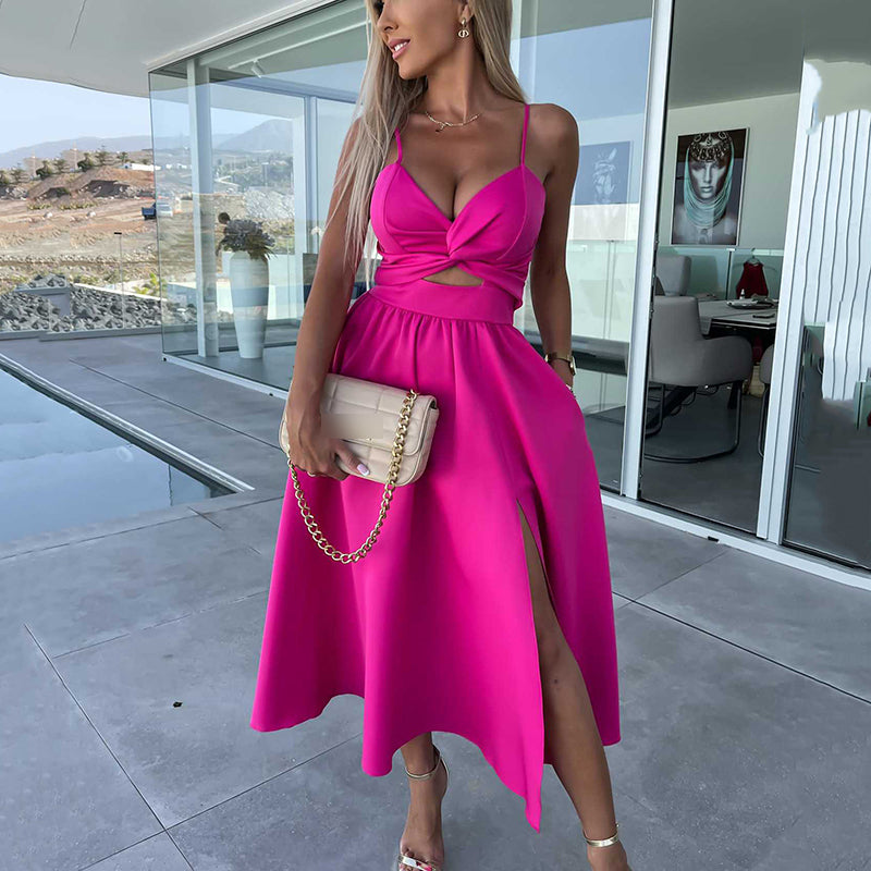 Célestine - Spaghetti Strap Dress with High Slit