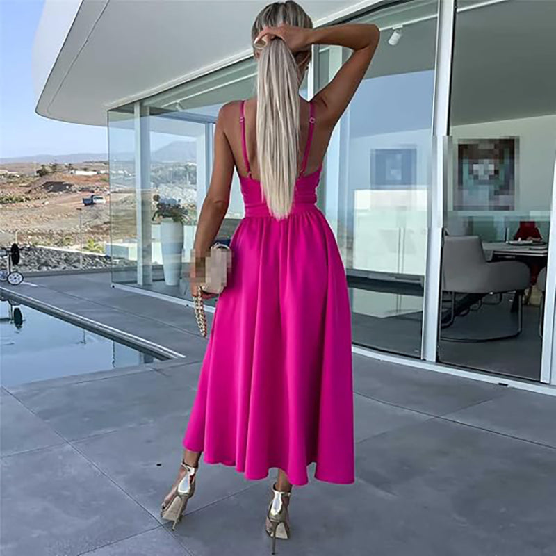 Célestine - Spaghetti Strap Dress with High Slit