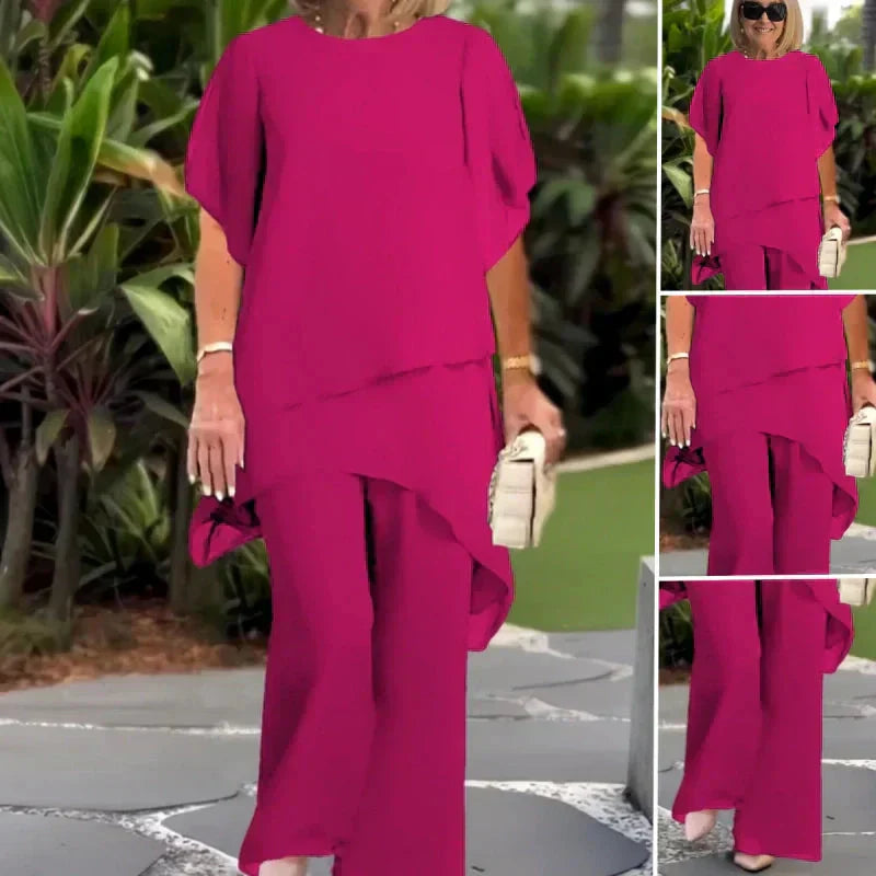 Eryndra - Elegant Women's Suit with Draped Palazzo Pants 