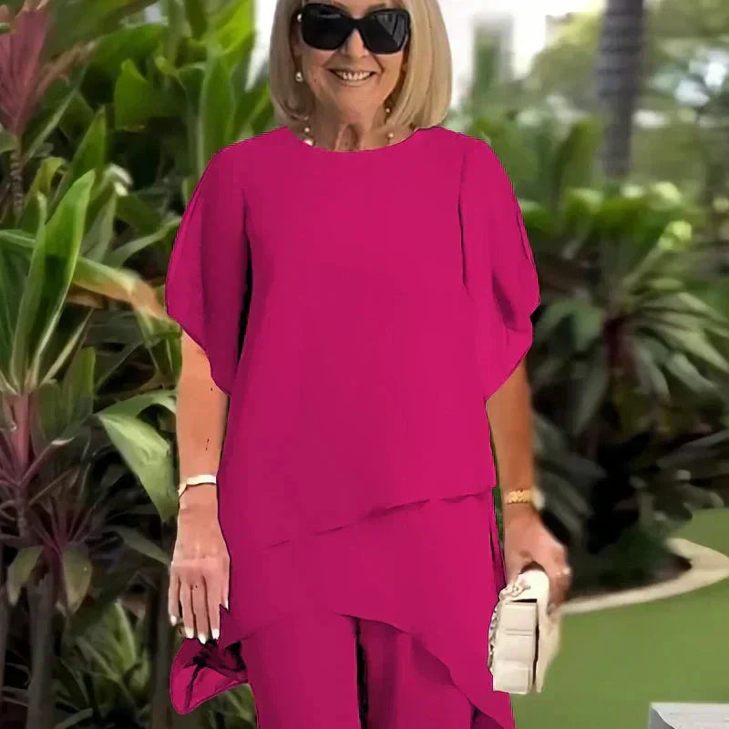 Eryndra - Elegant Women's Suit with Draped Palazzo Pants 