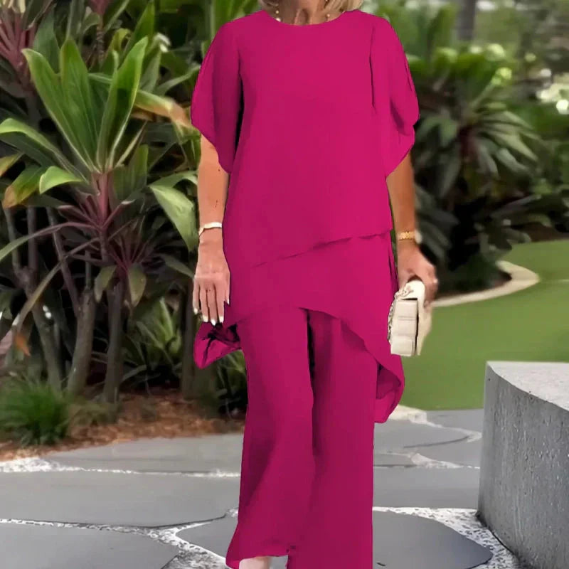 Eryndra - Elegant Women's Suit with Draped Palazzo Pants 