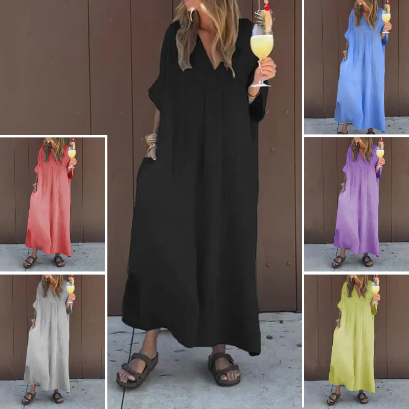 Alessia - Women's Casual Flowy V-Neck Dress