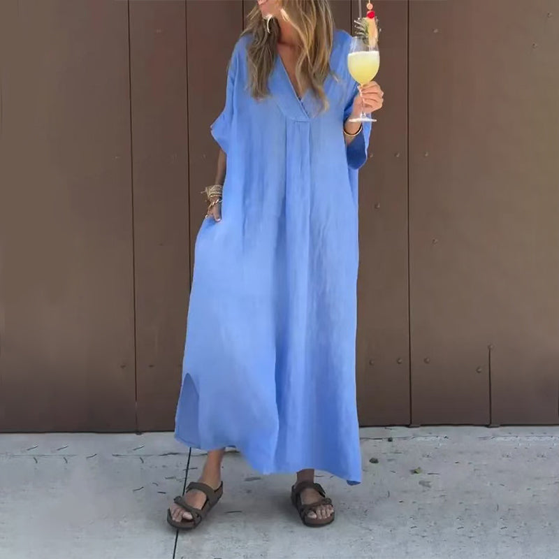 Alessia - Women's Casual Flowy V-Neck Dress