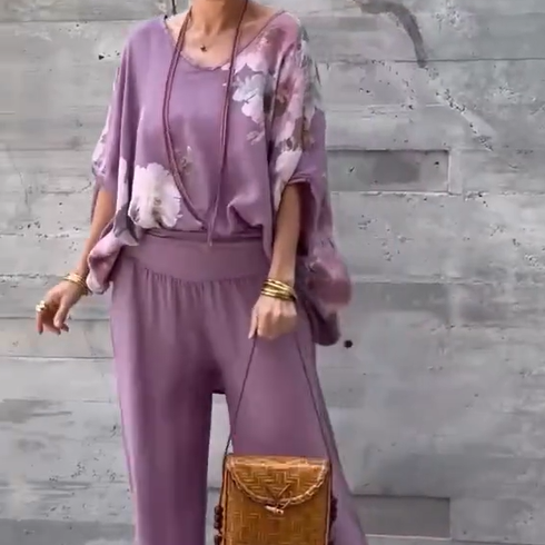 Régine - 2 Piece Loose Printed Chiffon Set