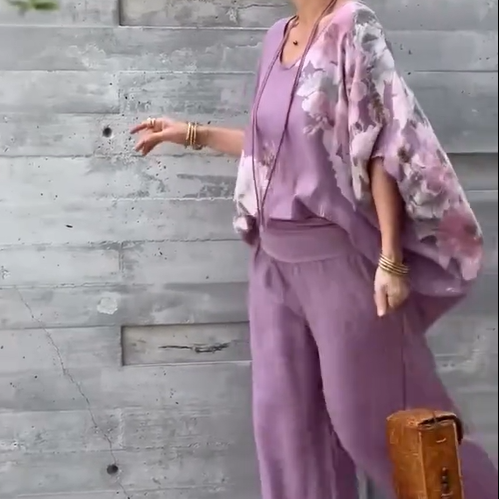Régine - 2 Piece Loose Printed Chiffon Set
