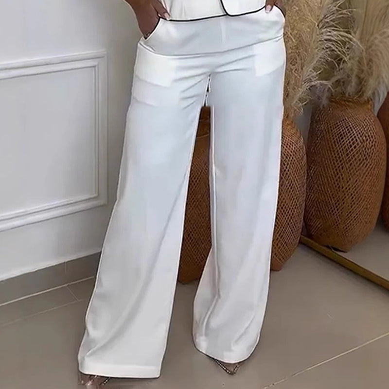 Amara - Women's One Shoulder Top and Wide Leg Pants Set