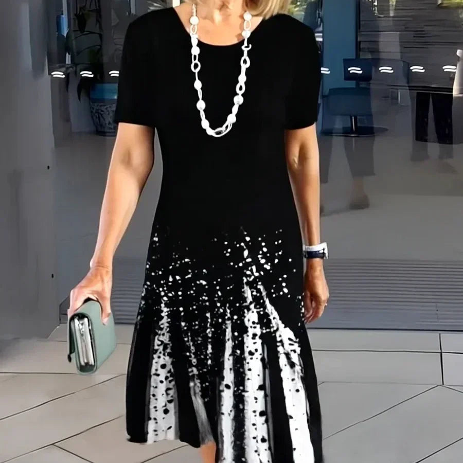 Dalia - Women's Pleated Dress with Color Blocks