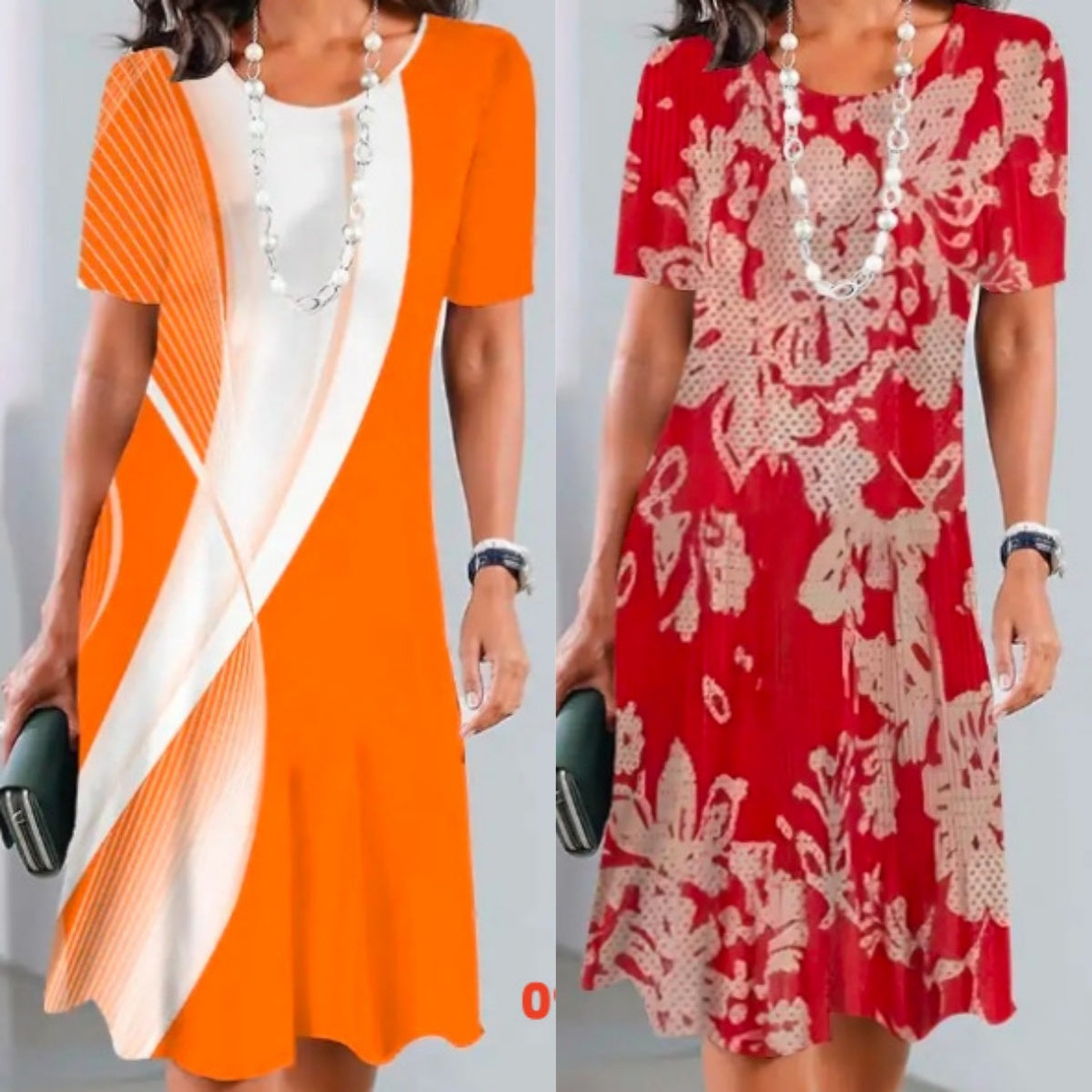 Dalia - Women's Pleated Dress with Color Blocks