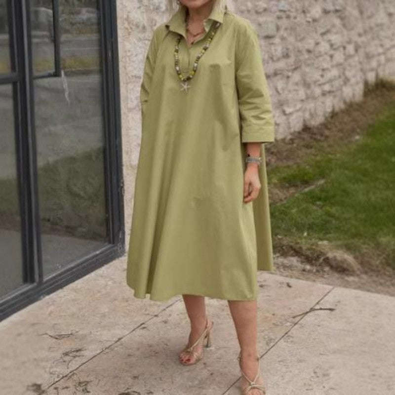 Kaela - Women's Casual Solid Dress with Practical Pockets