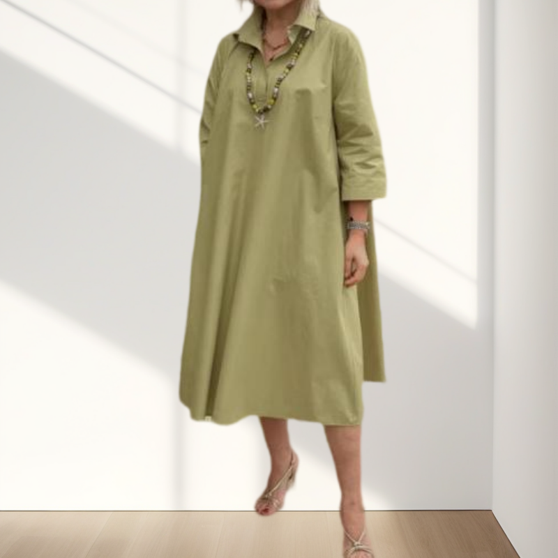Kaela - Women's Casual Solid Dress with Practical Pockets