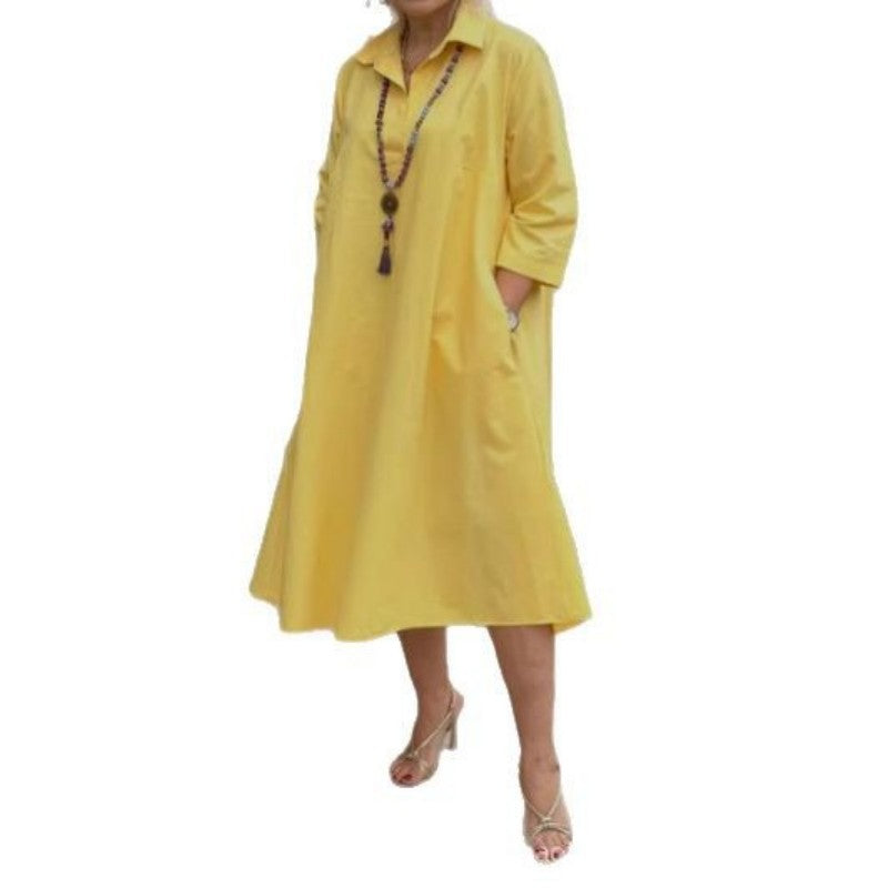 Kaela - Women's Casual Solid Dress with Practical Pockets