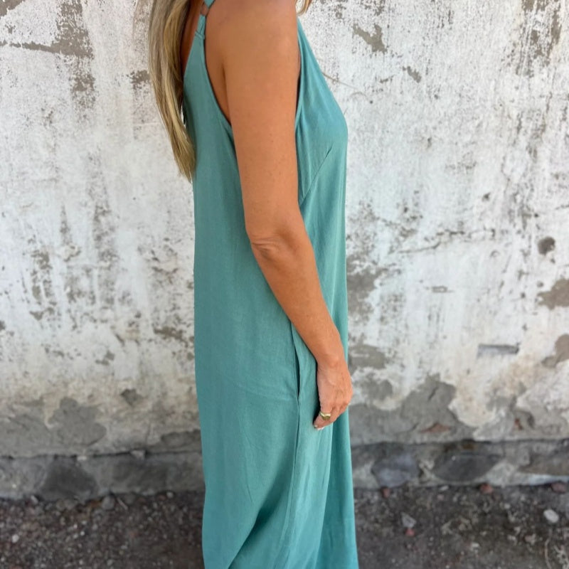 Tovalyn - Women's Adjustable Strap Cotton Linen Jumpsuit