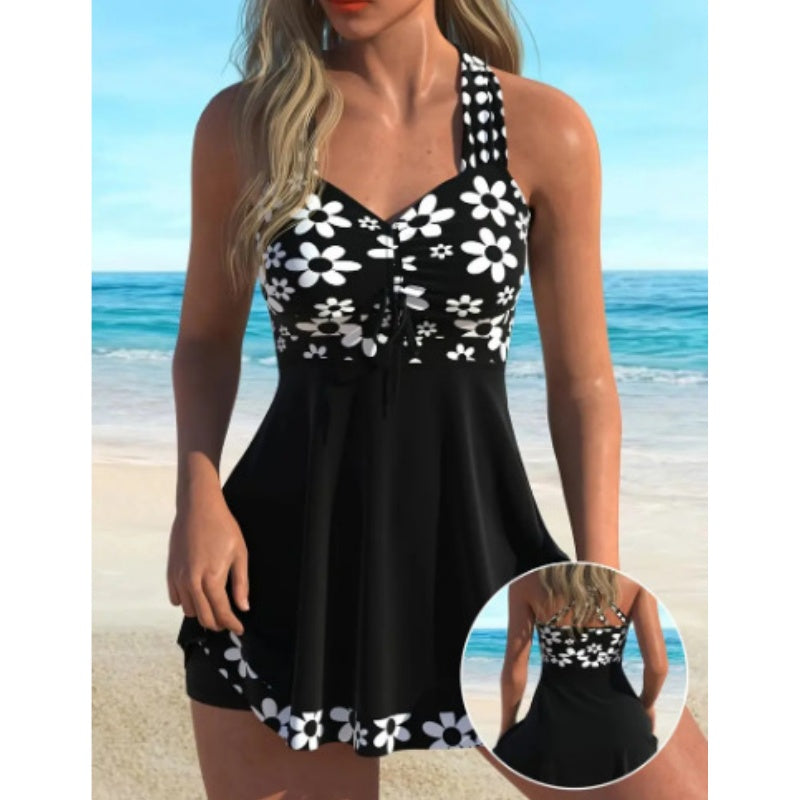 Helirae - Women's Floral Print Swim Tankini and Boyshorts