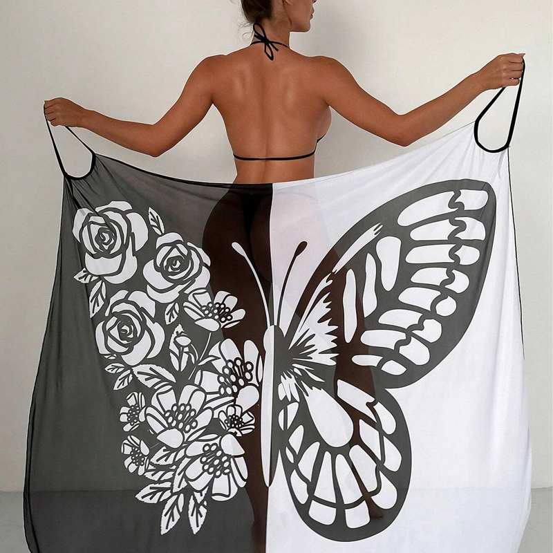 Kassara Women's Butterfly Print Swimsuit Cover Up