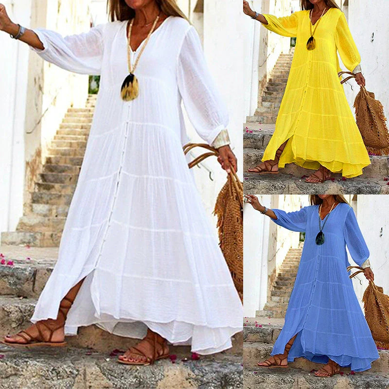 Lunariah - Women's V-Neck Maxi Dress