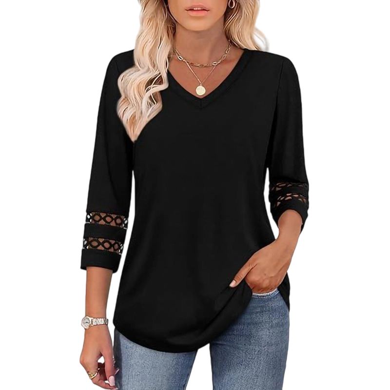 Heliona - Women's 3/4 sleeve V-neck top