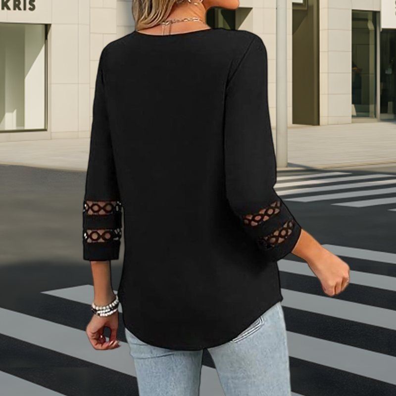 Heliona - Women's 3/4 sleeve V-neck top