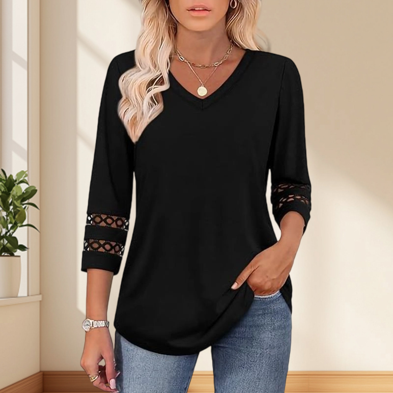 Heliona - Women's 3/4 sleeve V-neck top