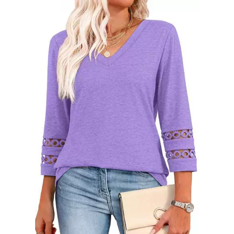 Heliona - Women's 3/4 sleeve V-neck top