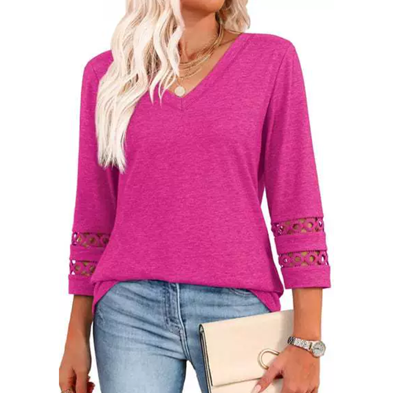 Heliona - Women's 3/4 sleeve V-neck top