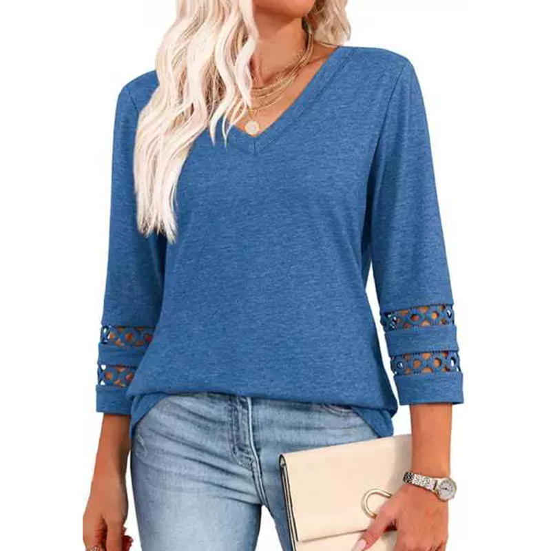 Heliona - Women's 3/4 sleeve V-neck top