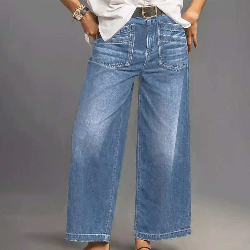 Rexelle - Women's High Waisted Wide Leg Jeans Comfortable Denim & Modern Style
