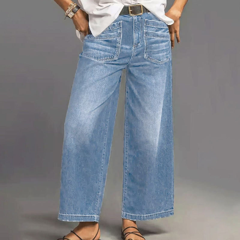 Rexelle - Women's High Waisted Wide Leg Jeans Comfortable Denim & Modern Style
