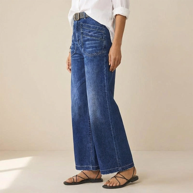 Rexelle - Women's High Waisted Wide Leg Jeans Comfortable Denim & Modern Style