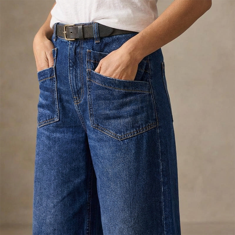Rexelle - Women's High Waisted Wide Leg Jeans Comfortable Denim & Modern Style