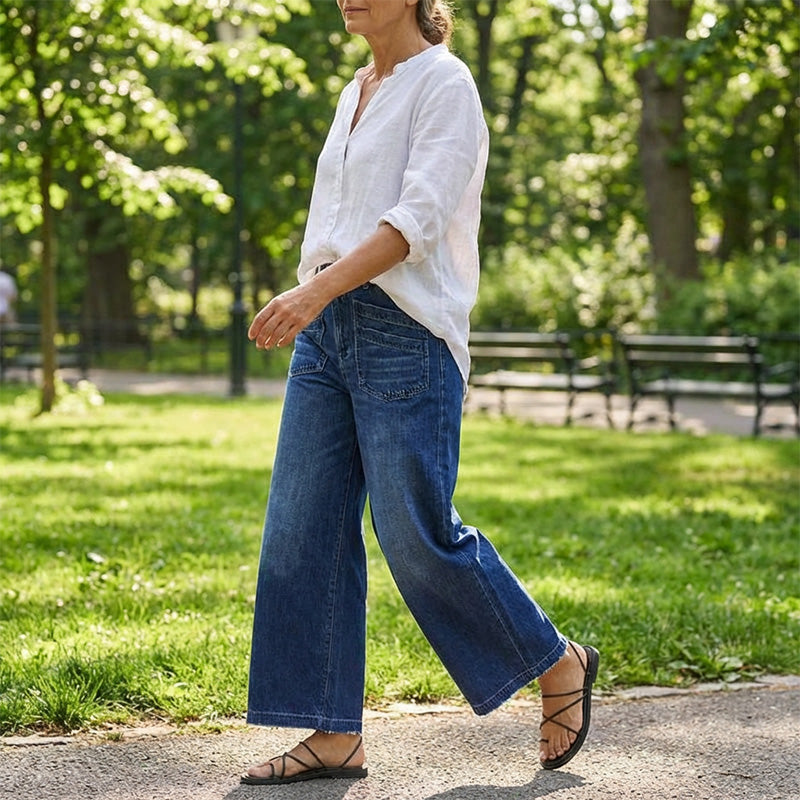 Rexelle - Women's High Waisted Wide Leg Jeans Comfortable Denim & Modern Style