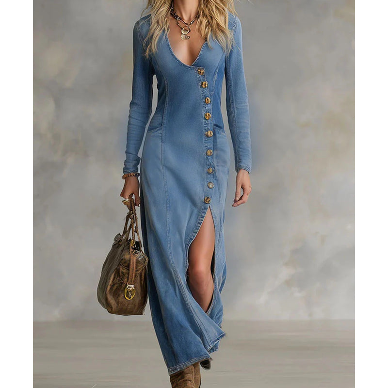 Nyvella - Women's Elegant Long V-Neck Dress 