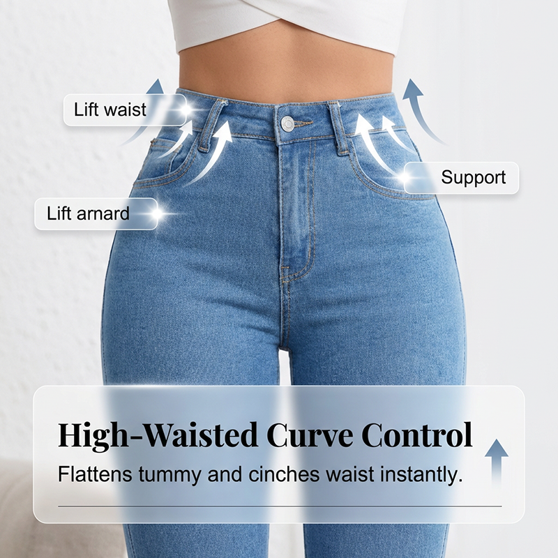Evarixa - Women's High Waisted Flared Jeans Flattering Cut Elongated Silhouette