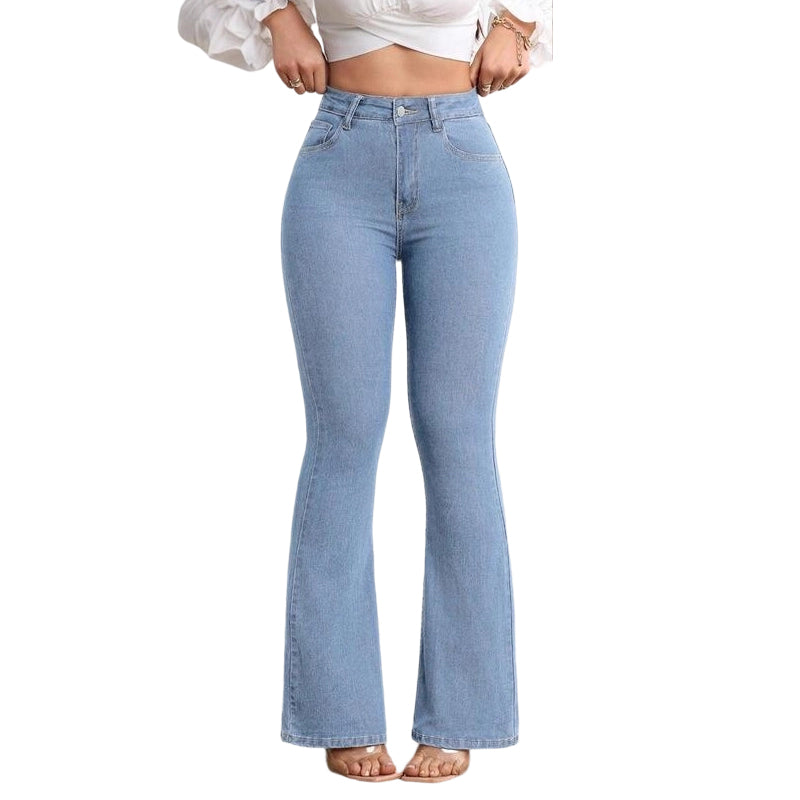 Evarixa - Women's High Waisted Flared Jeans Flattering Cut Elongated Silhouette
