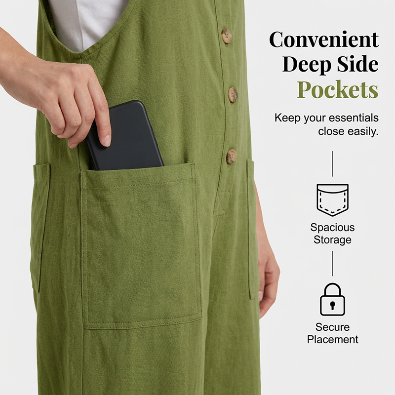 Blyora - Women's Loose Casual Jumpsuit with Adjustable Straps and Flowy Pants