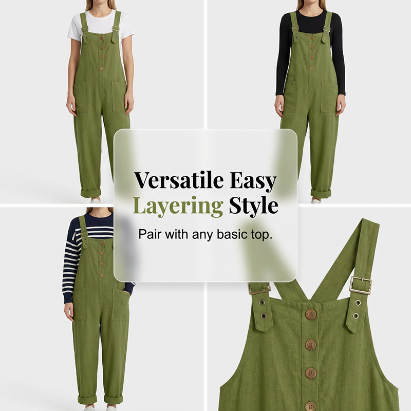 Blyora - Women's Loose Casual Jumpsuit with Adjustable Straps and Flowy Pants