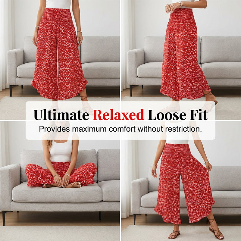 Ravixa - Women's Flowy High-Waisted Wide-Leg Pants for Summer