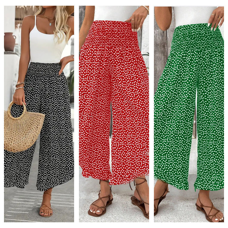 Ravixa - Women's Flowy High-Waisted Wide-Leg Pants for Summer
