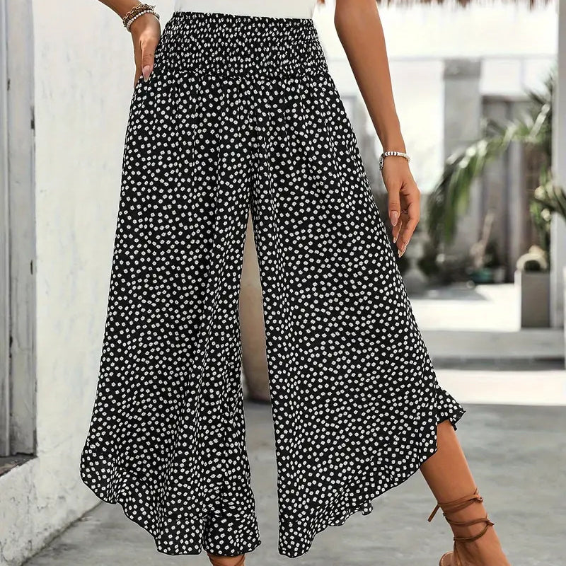 Ravixa - Women's Flowy High-Waisted Wide-Leg Pants for Summer